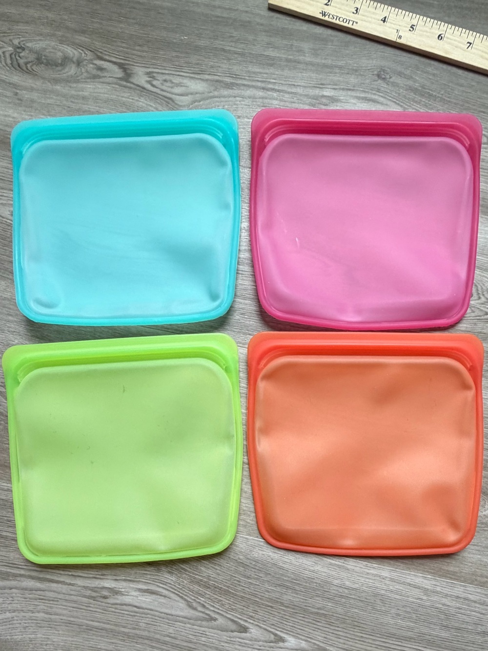 Stasher Bags Silicone Sandwich Pouches - Set of 4 (Blue, Pink, Green, Orange)